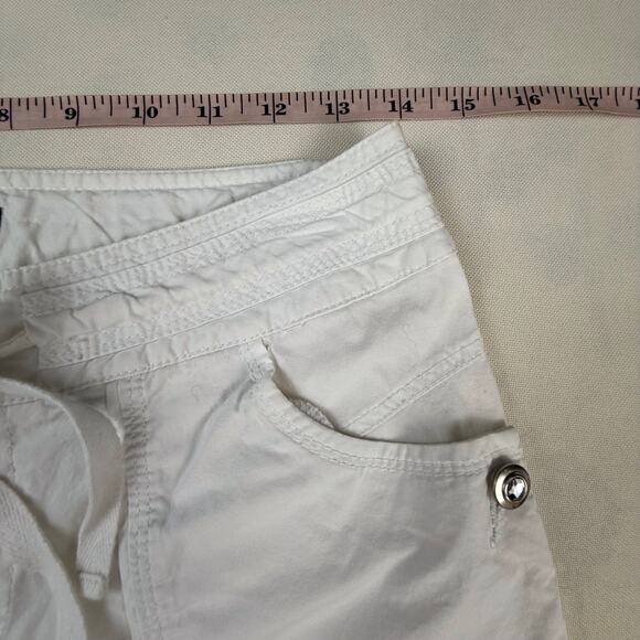 INC White Cargo Utility Pants Bling Buttons Zip Front Drawstring Waist - Picture 16 of 16